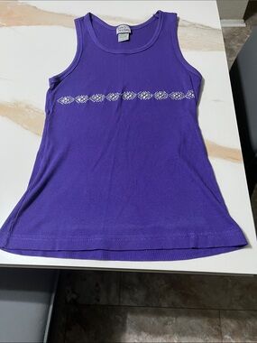 Isaac’s Designs  Purple Ribbed Tank with Decorative Rhinestone Trim